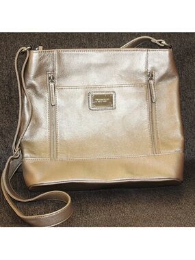 Tignanello Metallic Gold Crossbody Bag